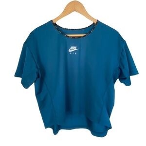 NIKE Air Blue Cropped Top Athletic Sporty Stretch Womens Large 90s Y2K Style